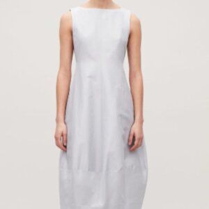 COS cotton silk cocoon midi dress gray Size 4 contemporary classic tailored